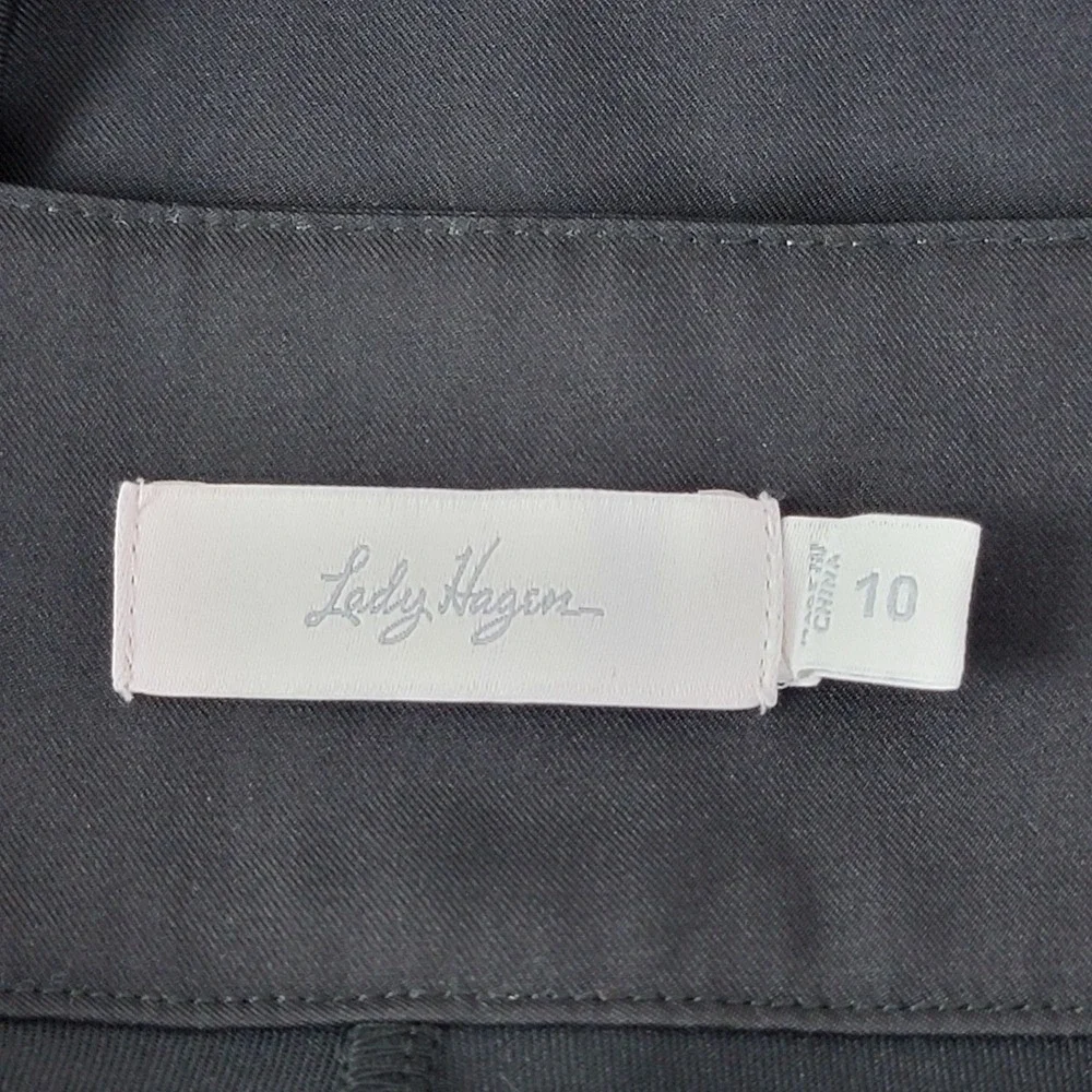 Lady Hagen Golf Skort Womens 10 Black Gold Trim A-Line Athletic Skirt Pockets